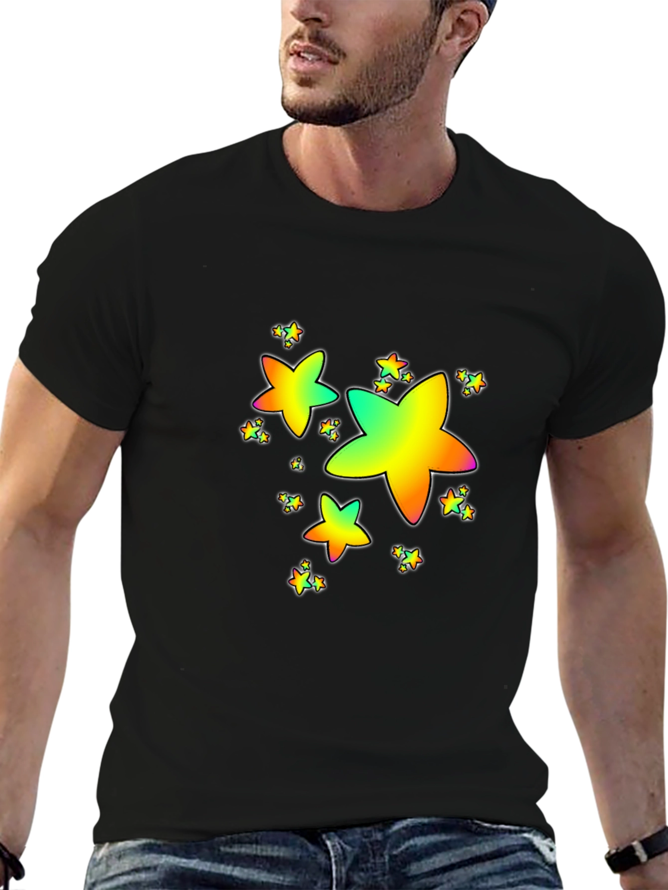 Rainbow Star Graphic Print T-Shirt
