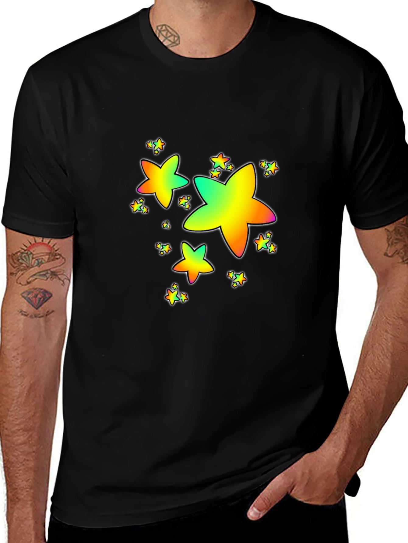 Rainbow Star Graphic Print T-Shirt