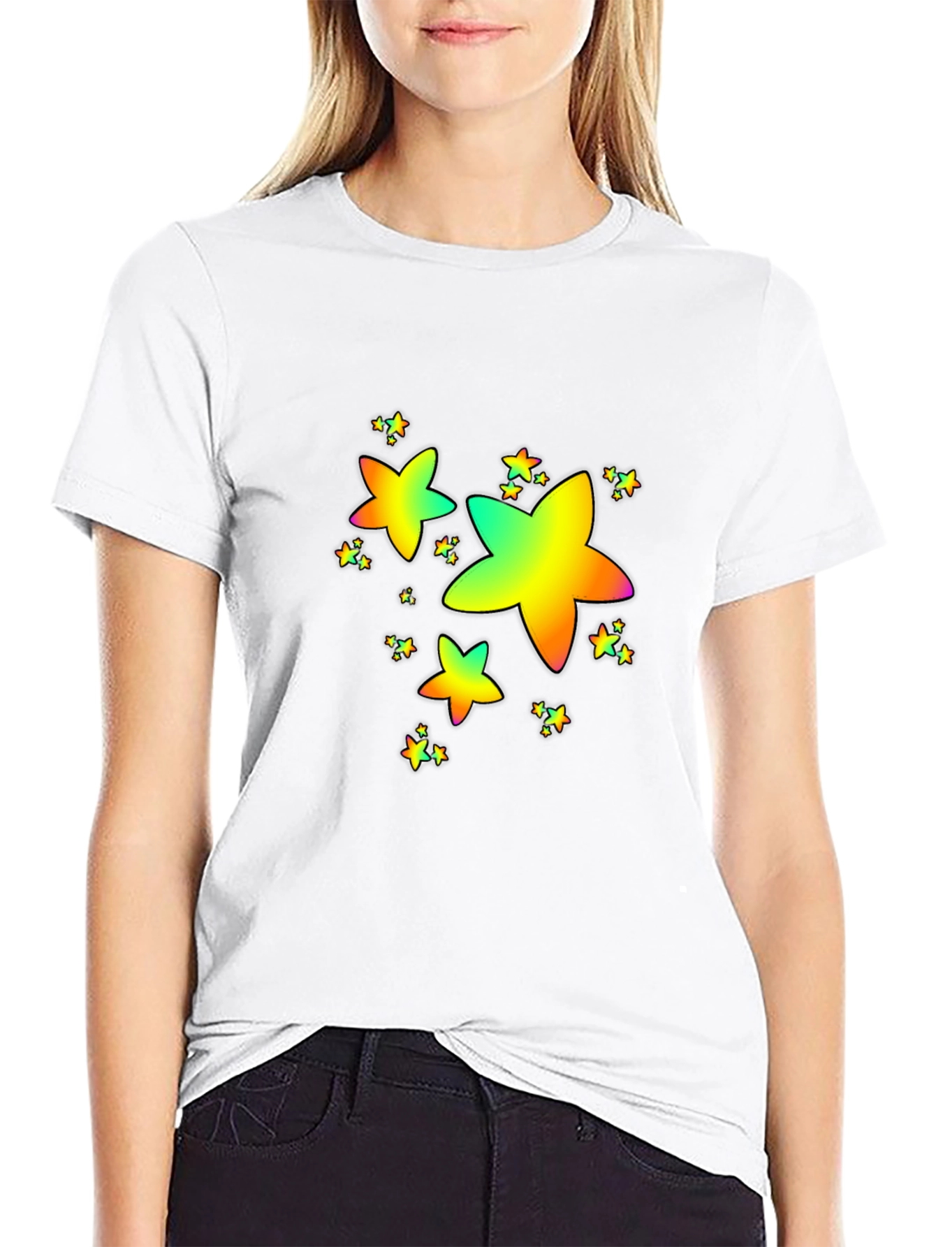 Rainbow Star Graphic Print T-Shirt