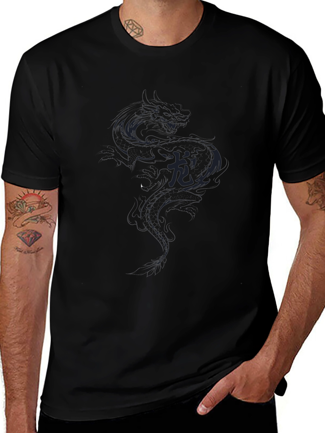 Dragon Graphic Black Tee - Stylish Casual Wear