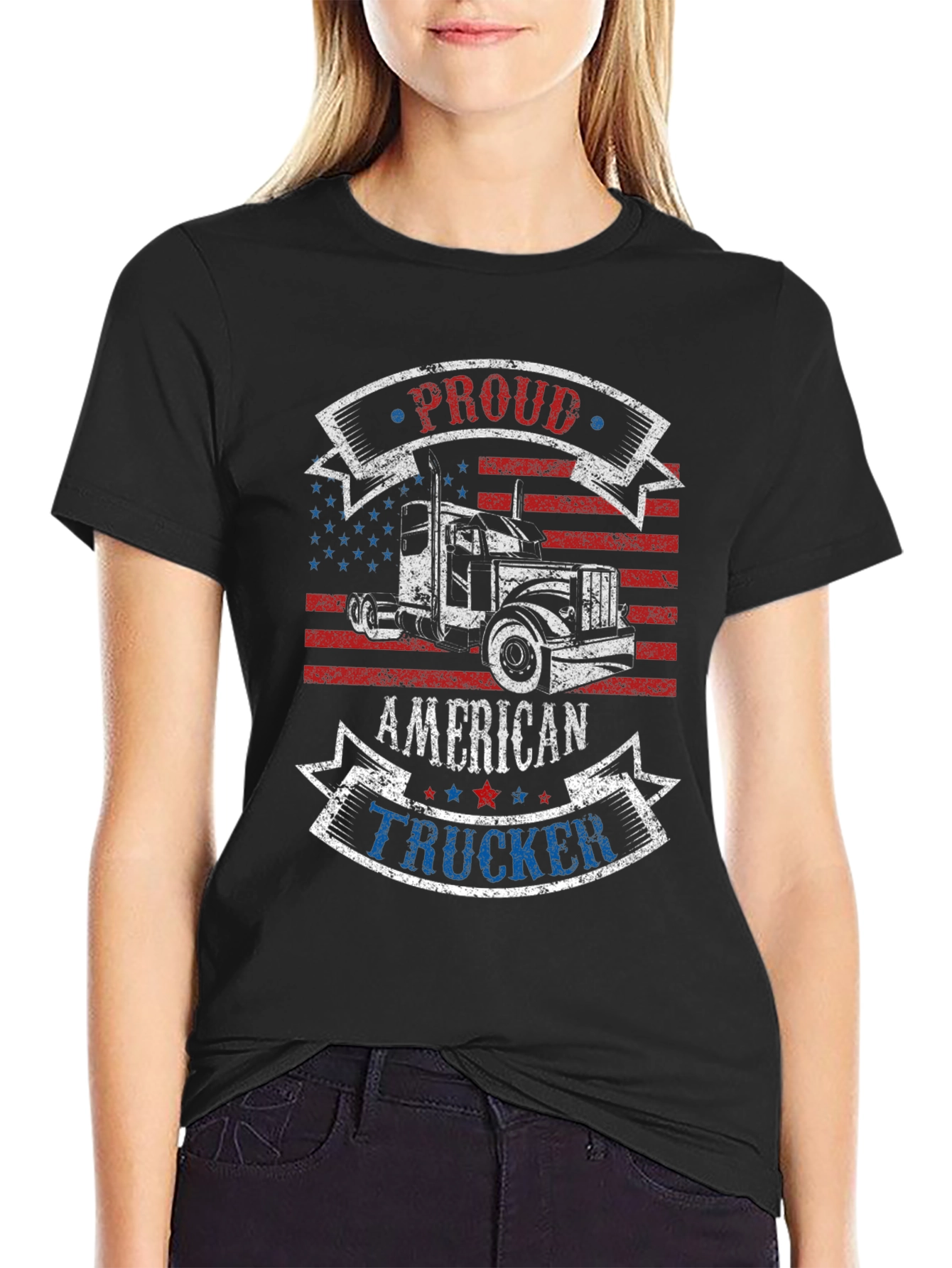 Proud American Trucker Graphic T-Shirt