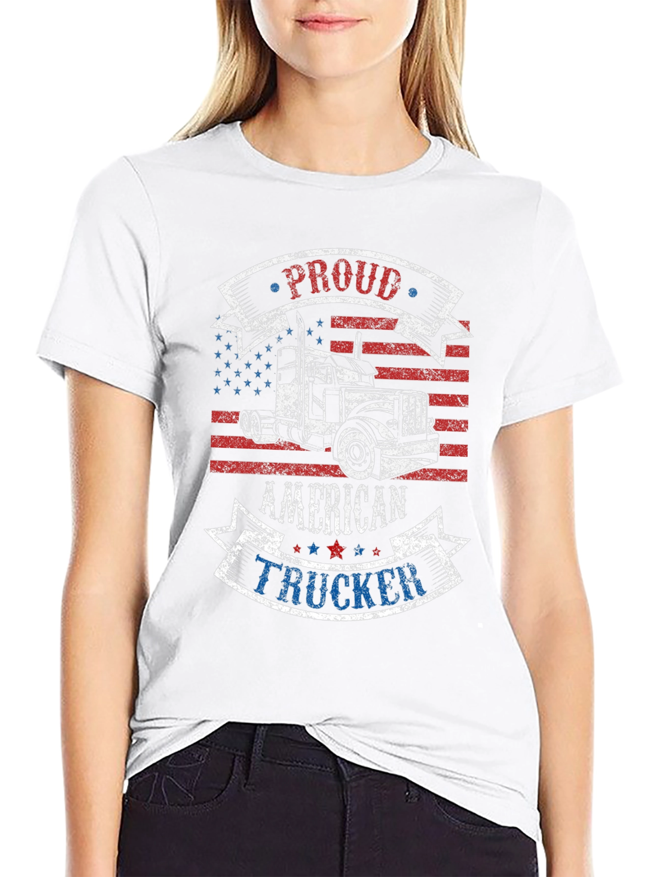 Proud American Trucker Graphic T-Shirt