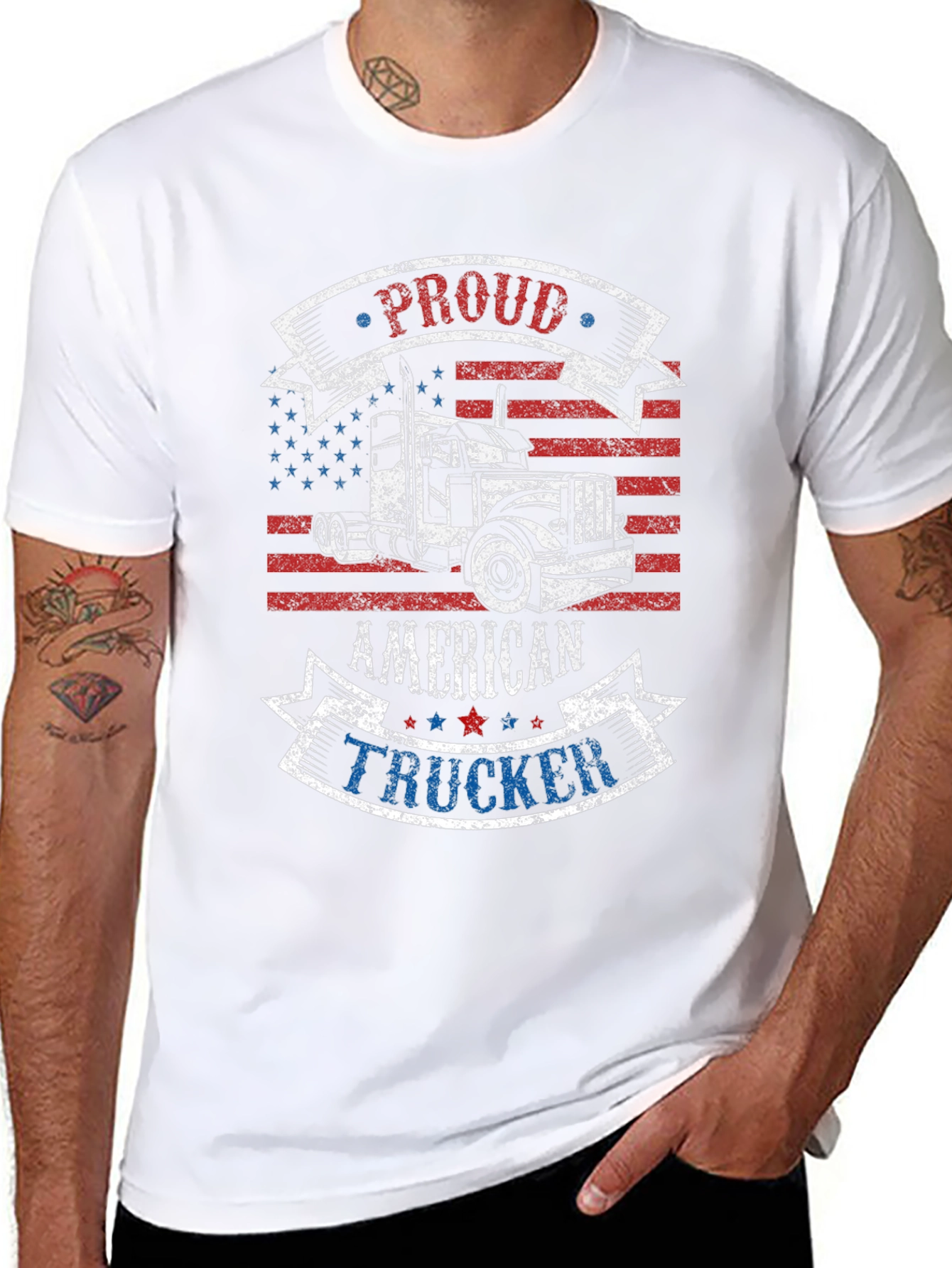Proud American Trucker Graphic T-Shirt
