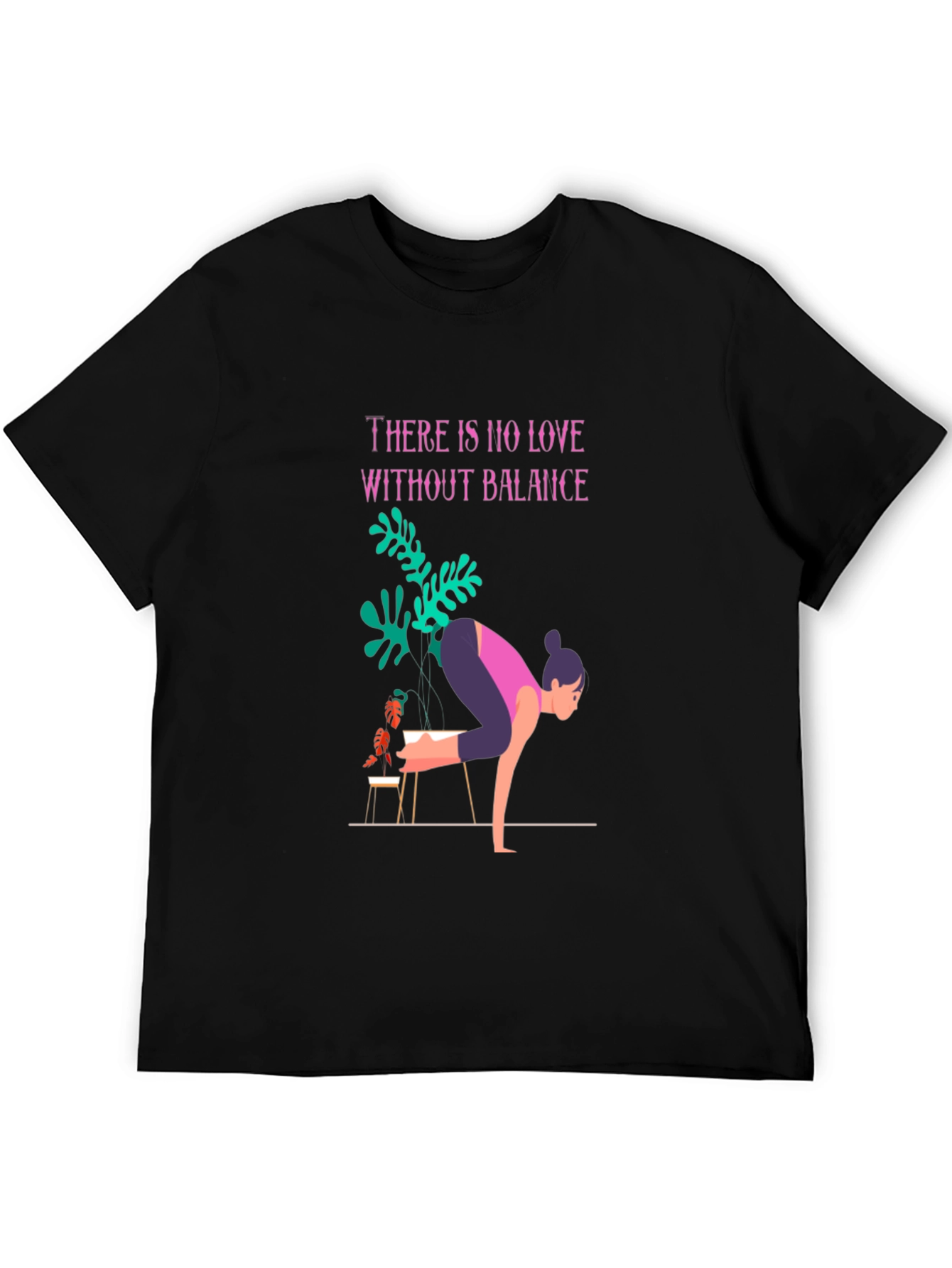 Balance Yoga Graphic Tee - Black Cotton T-Shirt