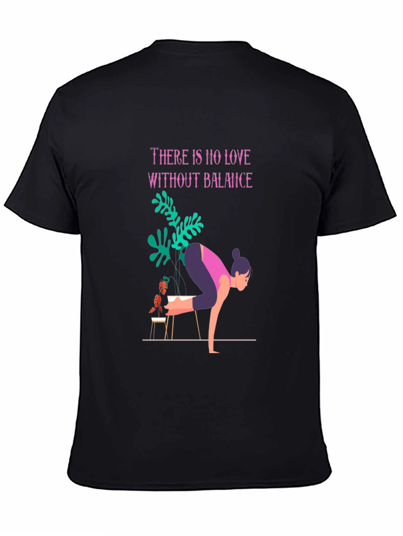 Balance Yoga Graphic Tee - Black Cotton T-Shirt