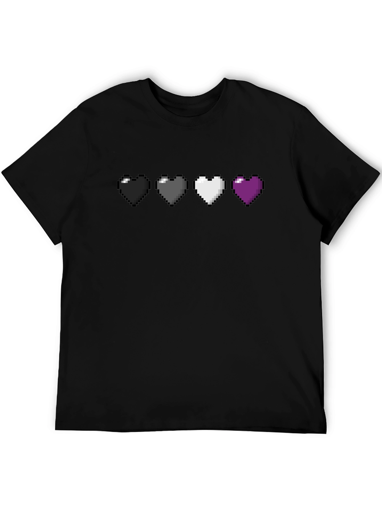 Pixel Heart Pride T-Shirt - Ace Asexual Flag