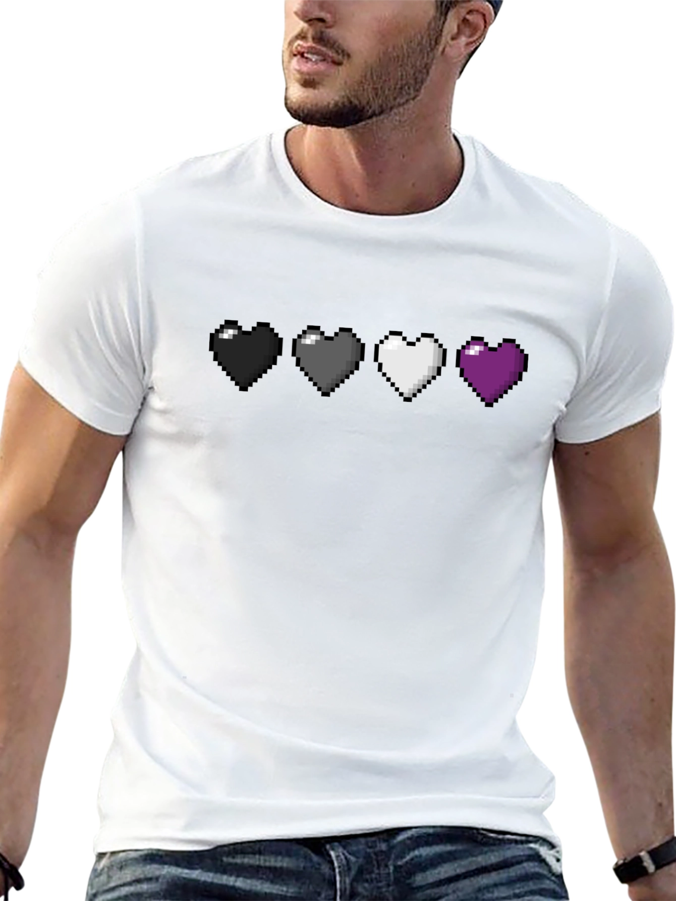 Pixel Heart Pride T-Shirt - Ace Asexual Flag