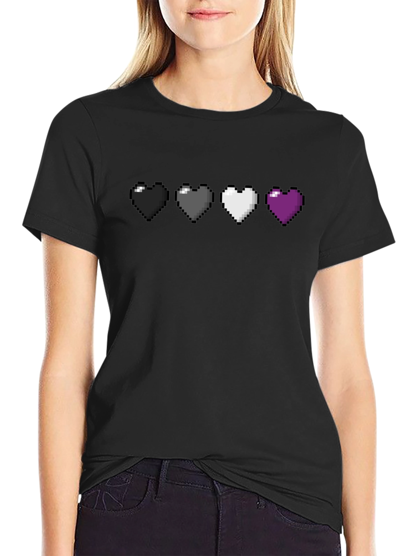 Pixel Heart Pride T-Shirt - Ace Asexual Flag