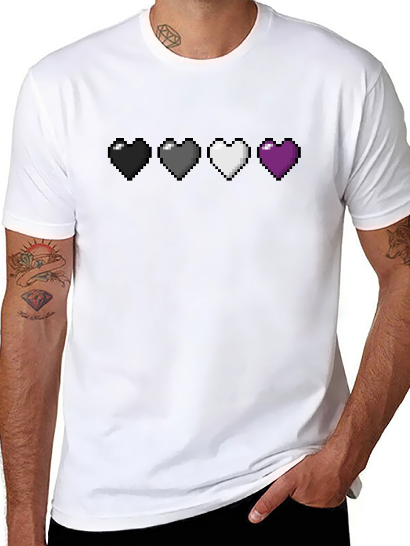 Pixel Heart Pride T-Shirt - Ace Asexual Flag