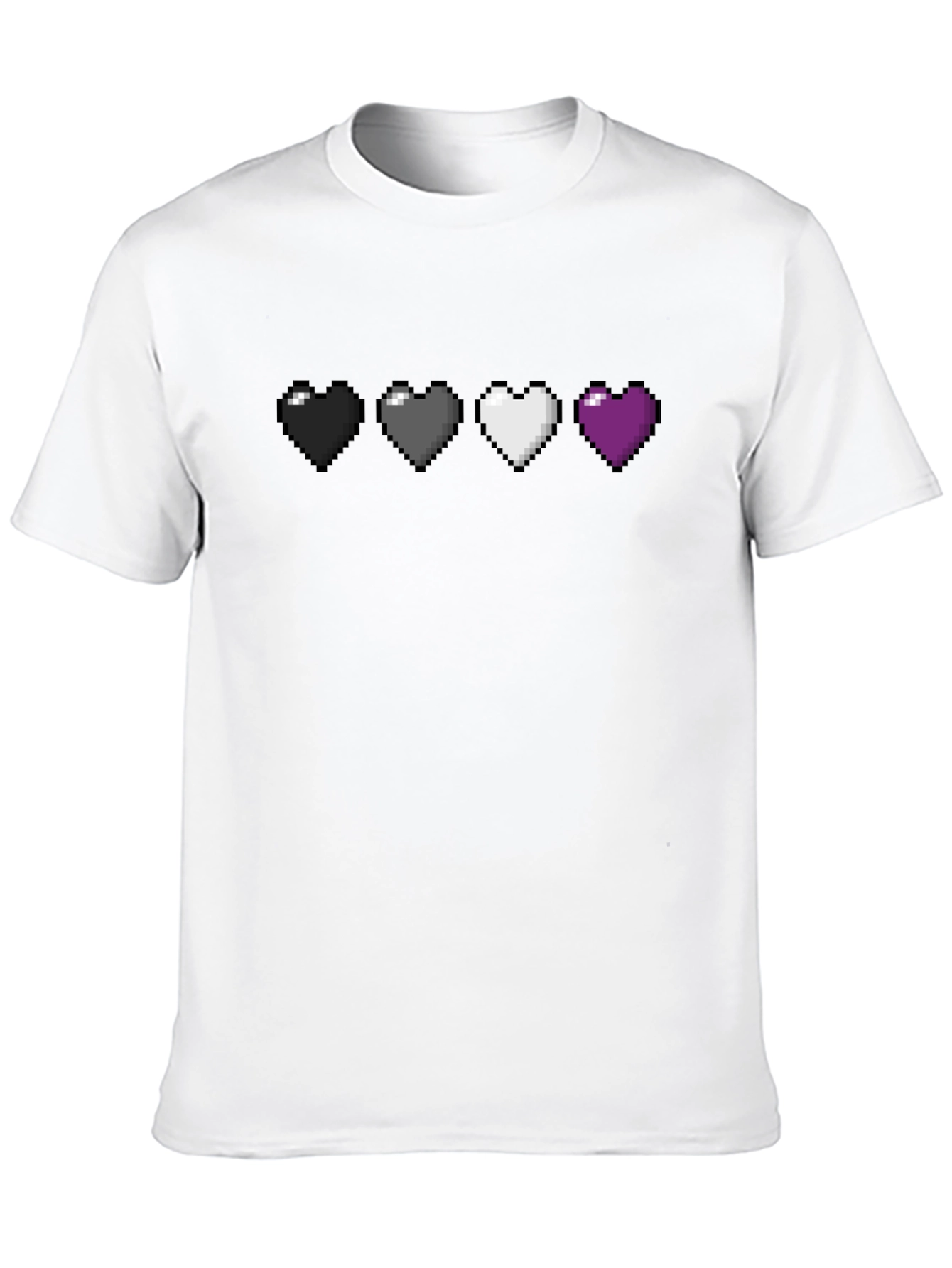 Pixel Heart Pride T-Shirt - Ace Asexual Flag