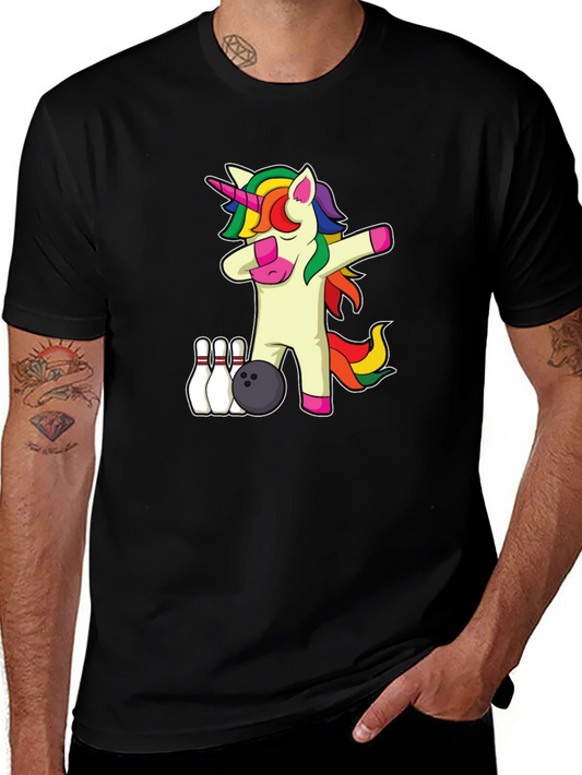 Unicorn Bowling Dab T-Shirt Funny Cartoon Tee