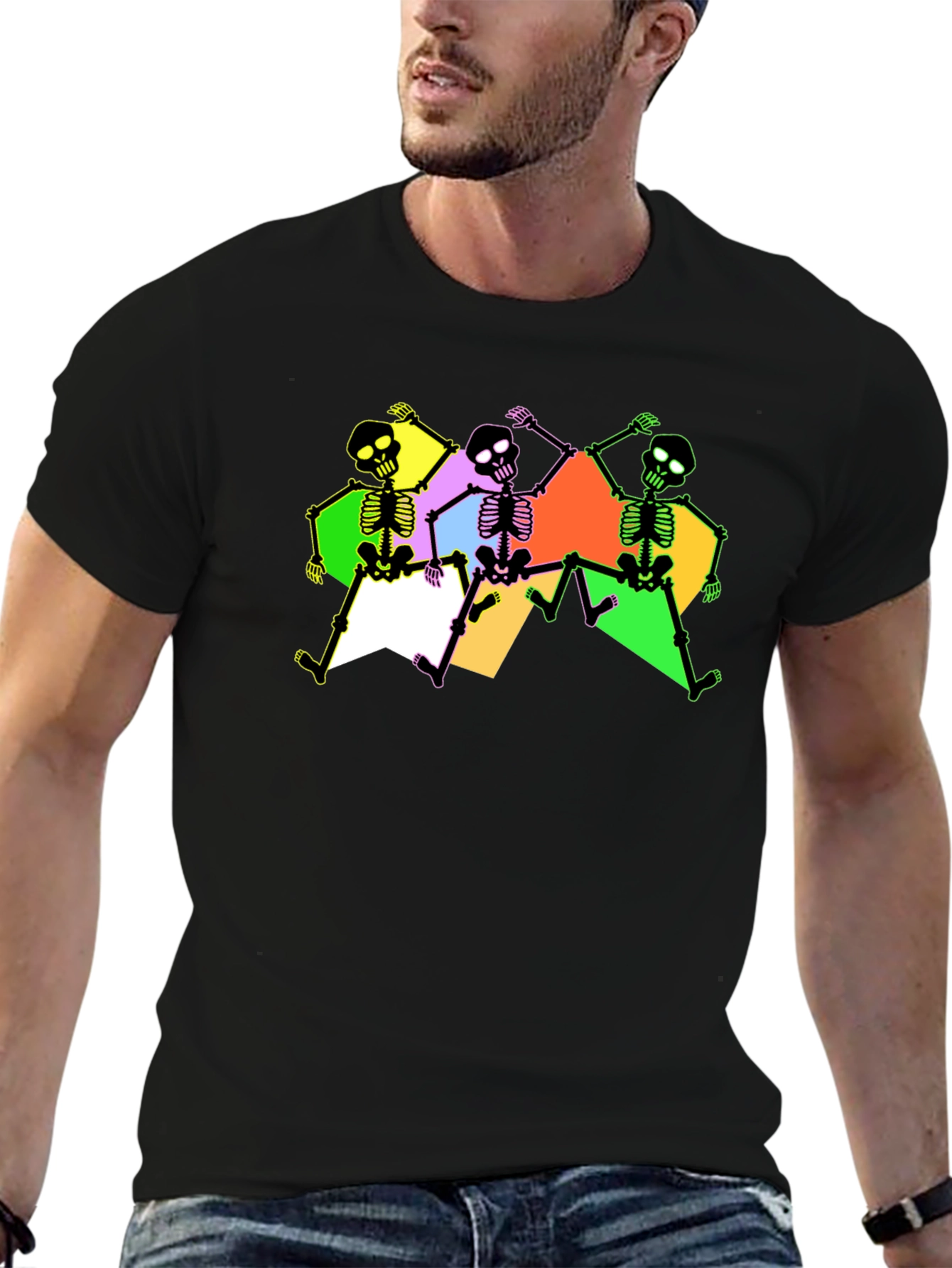 Skeleton Dance Graphic Tee - Trendy & Fun