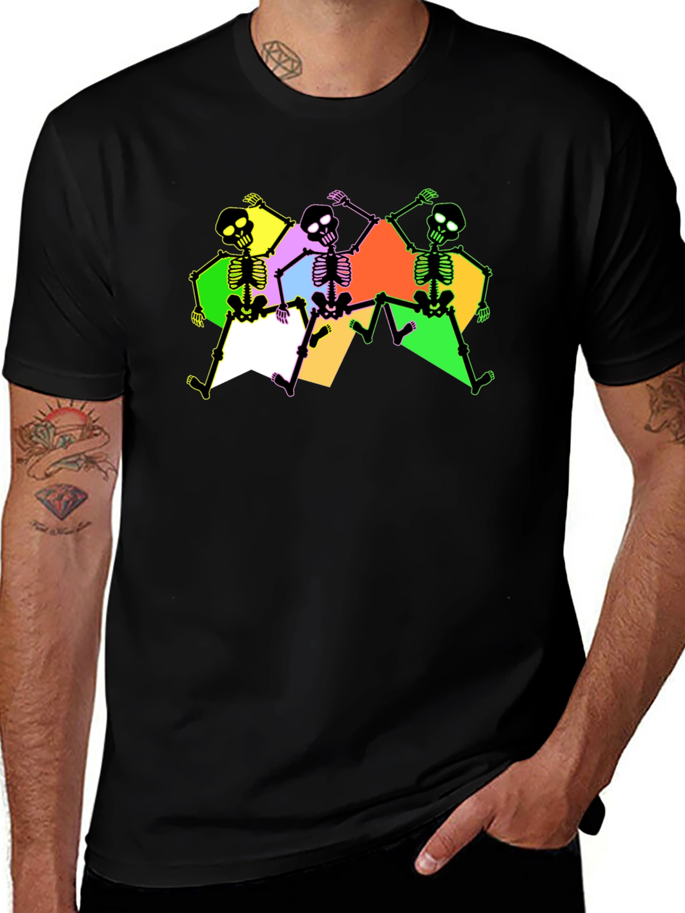 Skeleton Dance Graphic Tee - Trendy & Fun