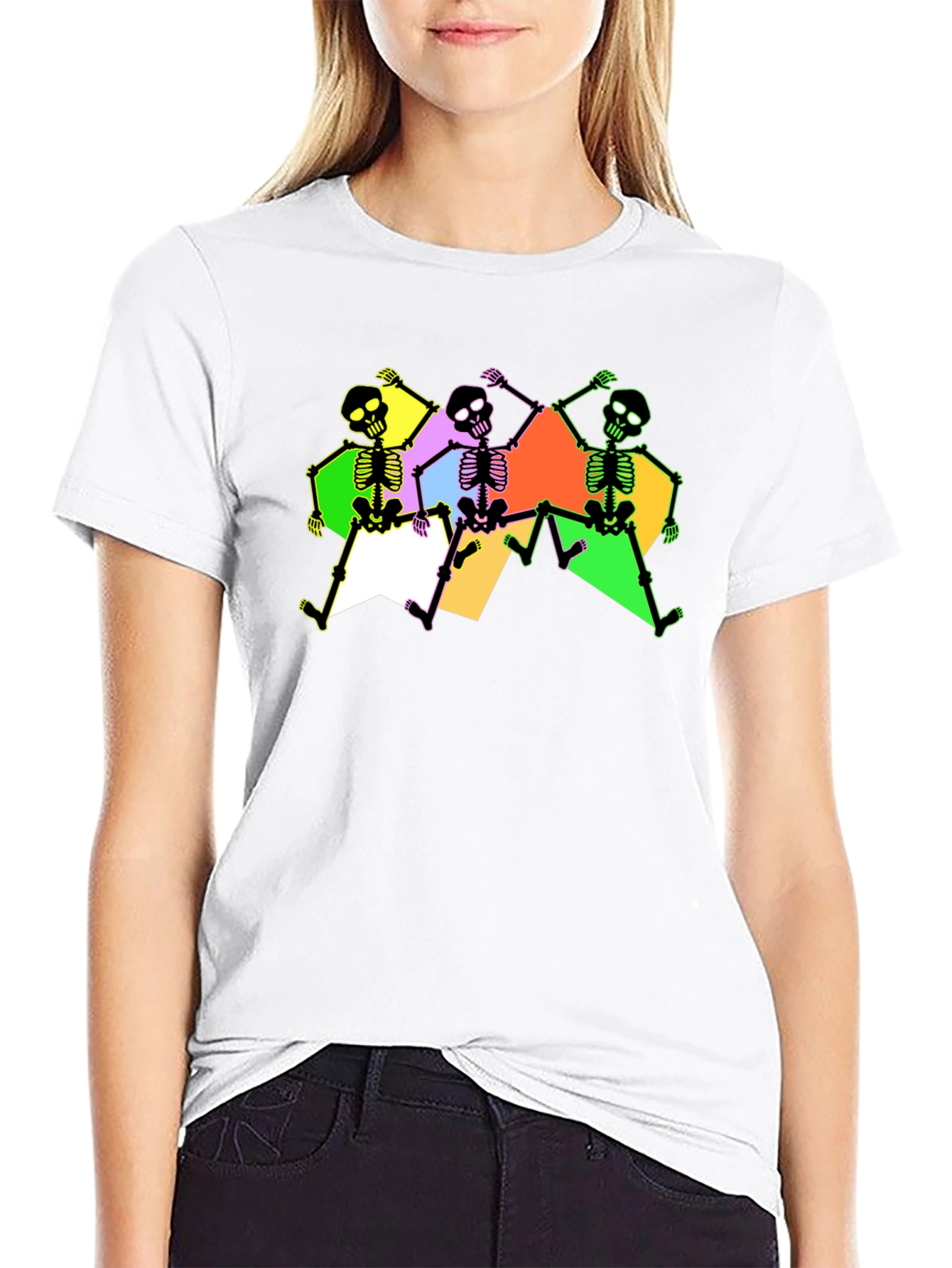 Skeleton Dance Graphic Tee - Trendy & Fun