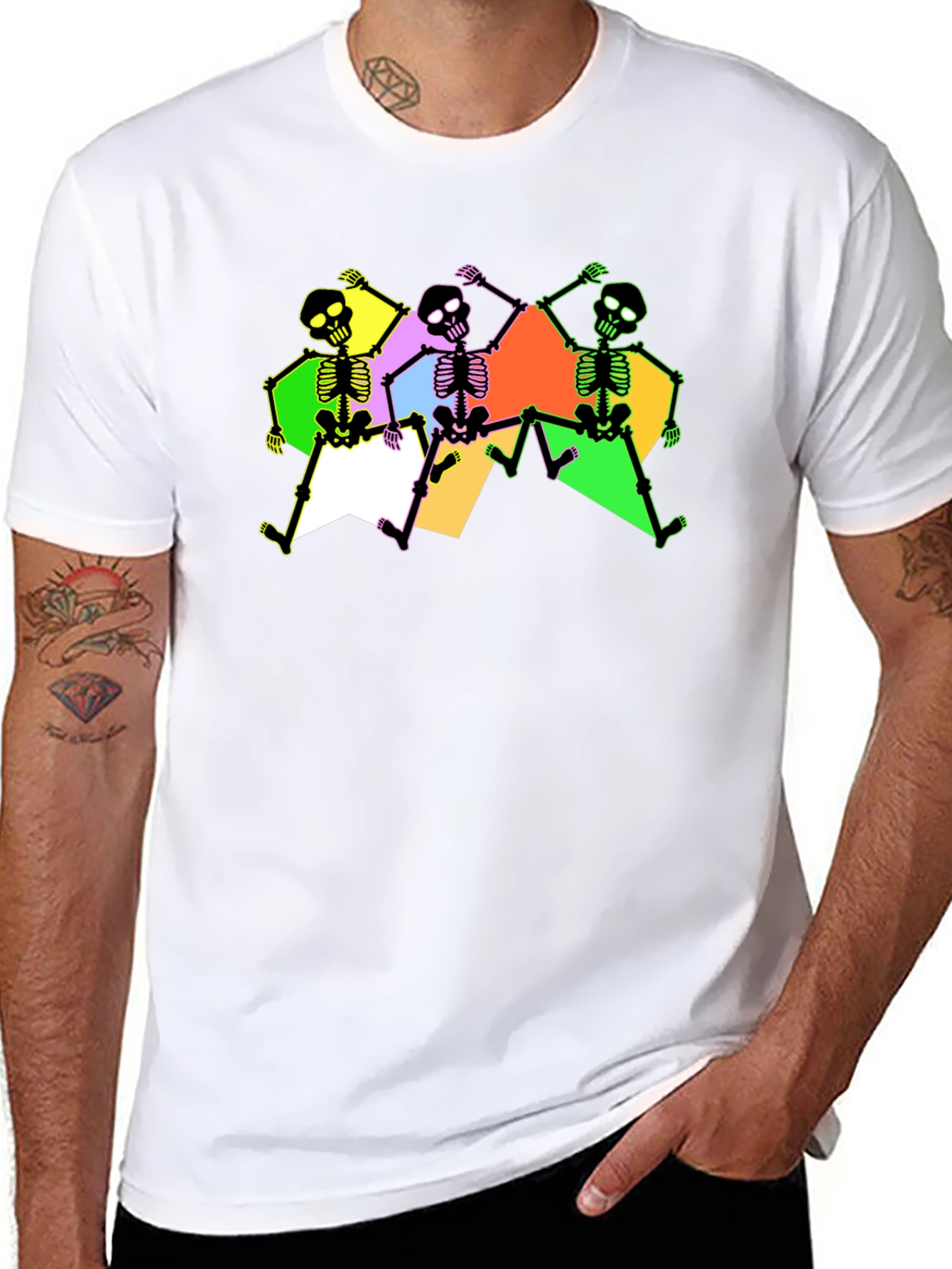 Skeleton Dance Graphic Tee - Trendy & Fun