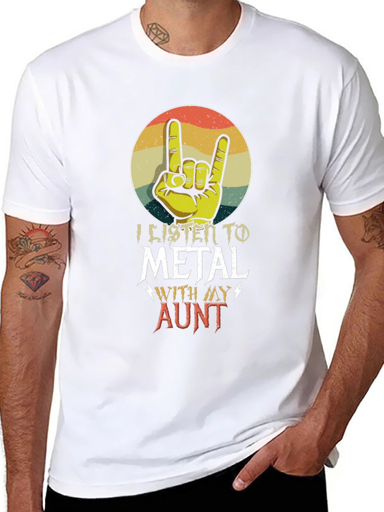 Metal Aunt T-Shirt - Retro Rock Hand