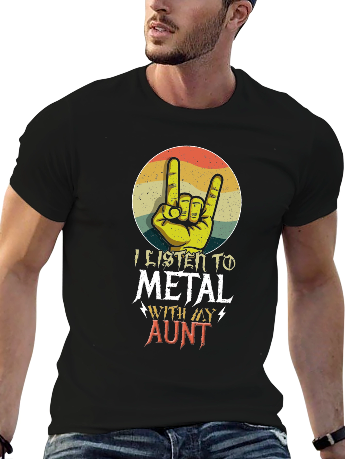Metal Aunt T-Shirt - Retro Rock Hand