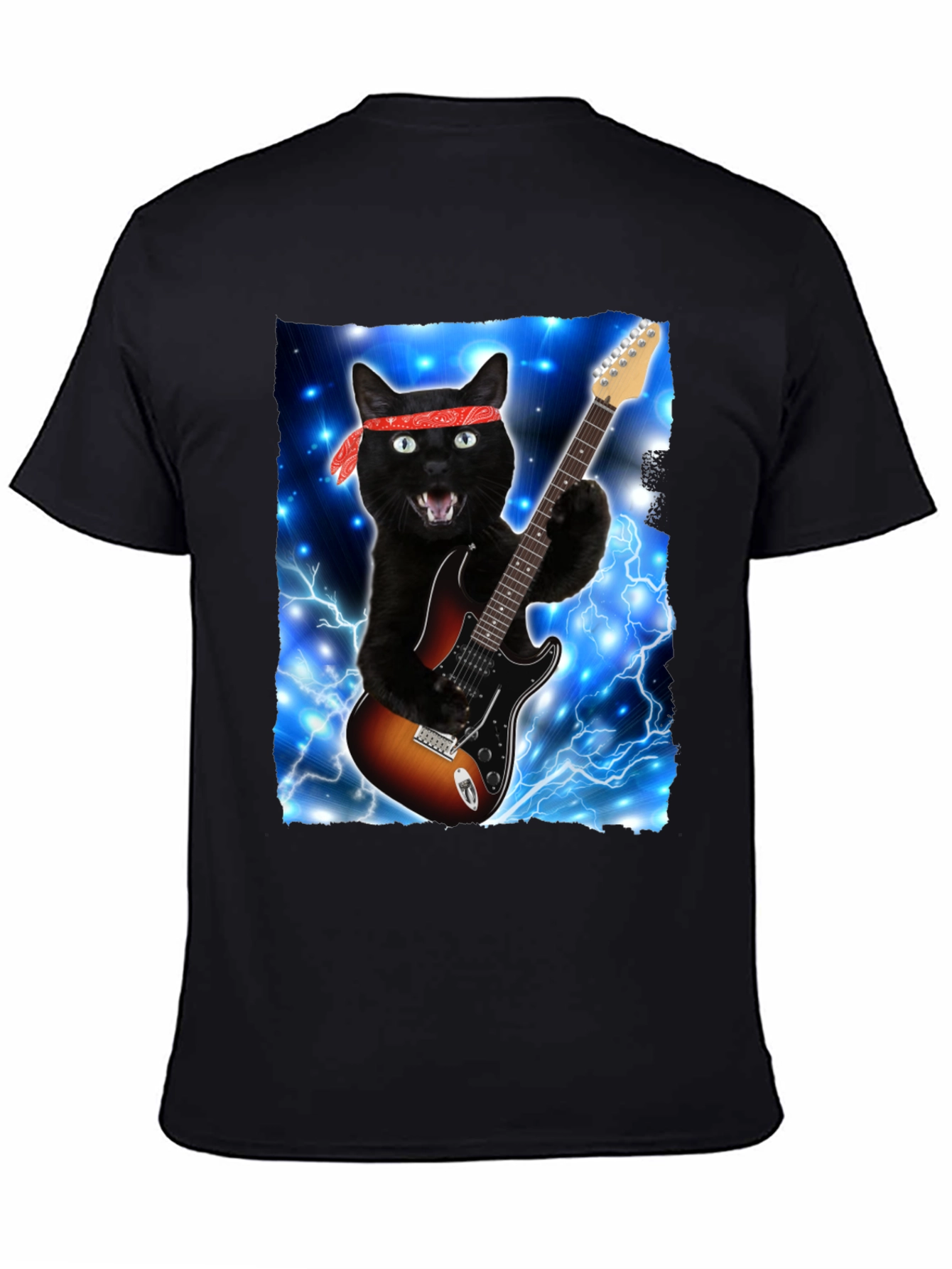 Cat Guitarist T-Shirt - Rock and Roll Style
