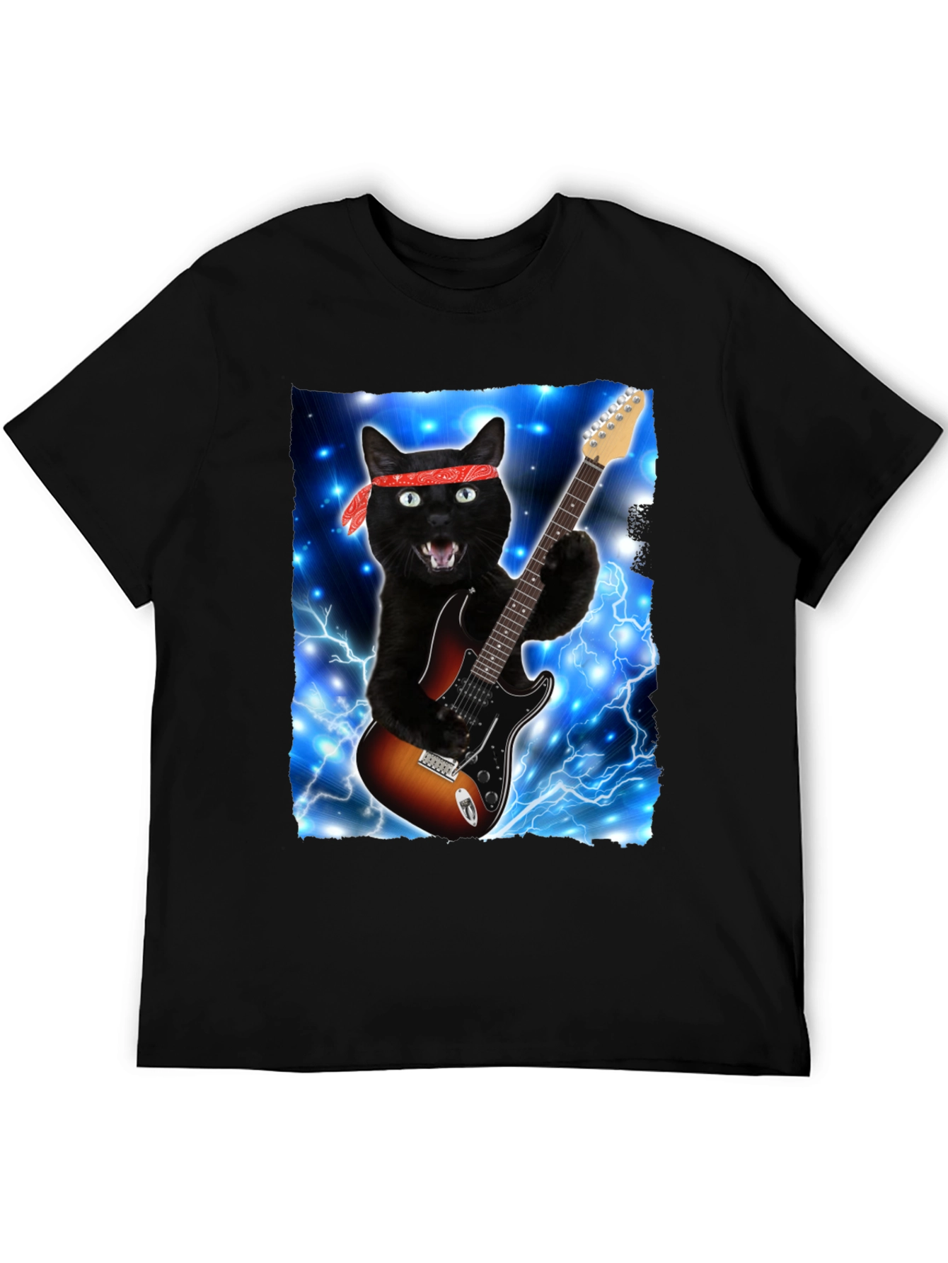 Cat Guitarist T-Shirt - Rock and Roll Style