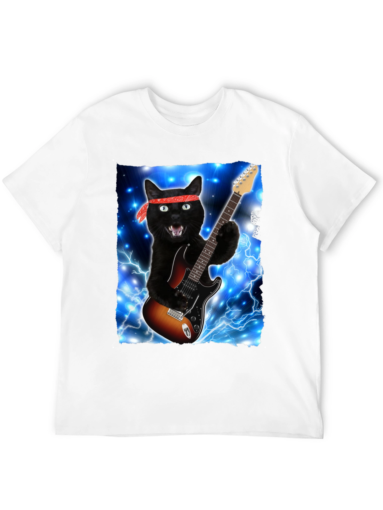 Cat Guitarist T-Shirt - Rock and Roll Style