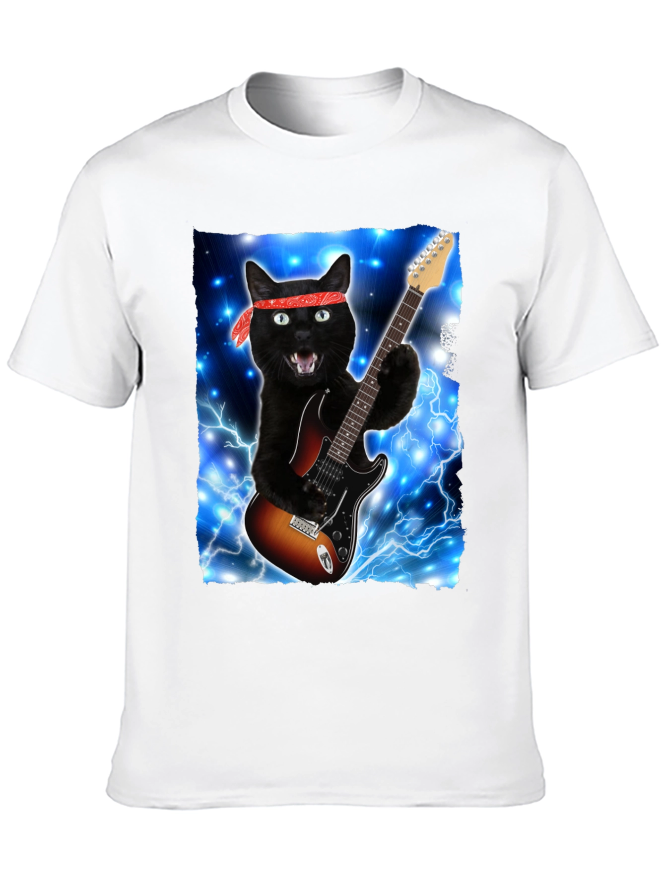 Cat Guitarist T-Shirt - Rock and Roll Style