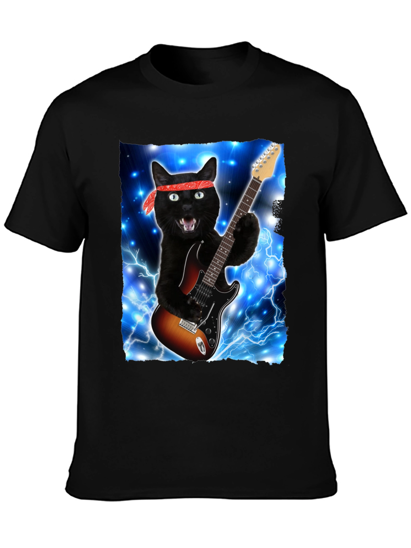 Cat Guitarist T-Shirt - Rock and Roll Style