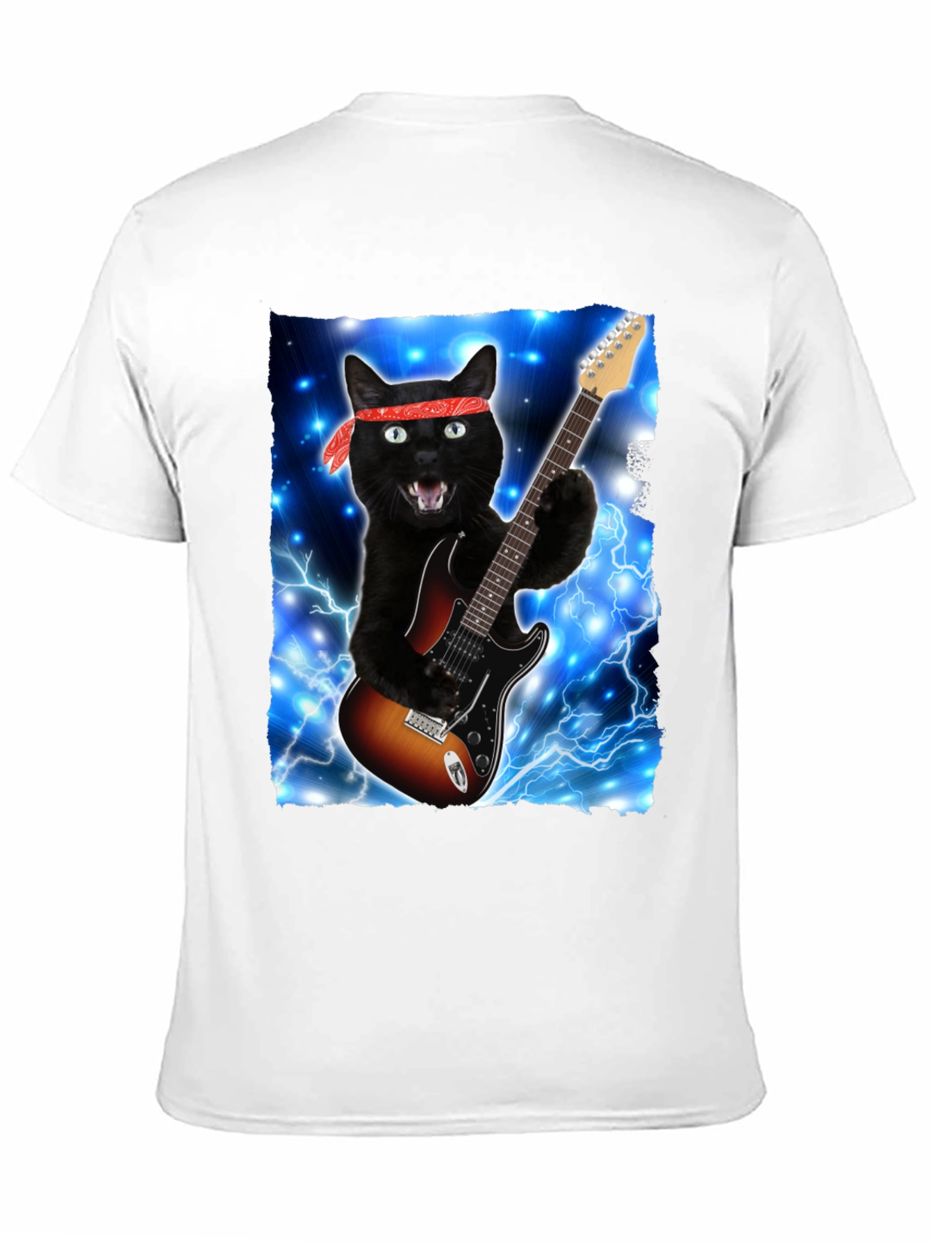Cat Guitarist T-Shirt - Rock and Roll Style