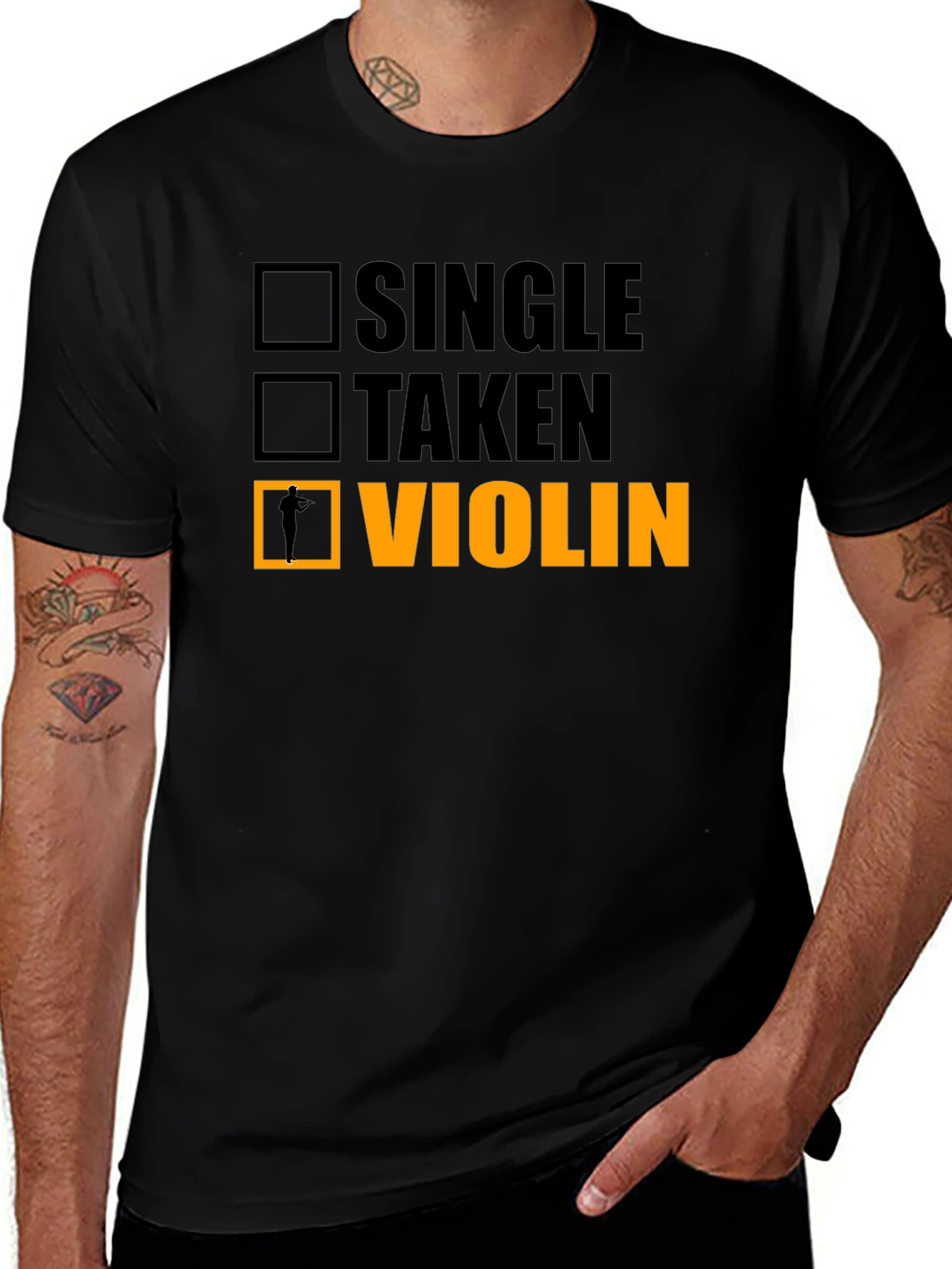 Single Taken Violin Black T-Shirt