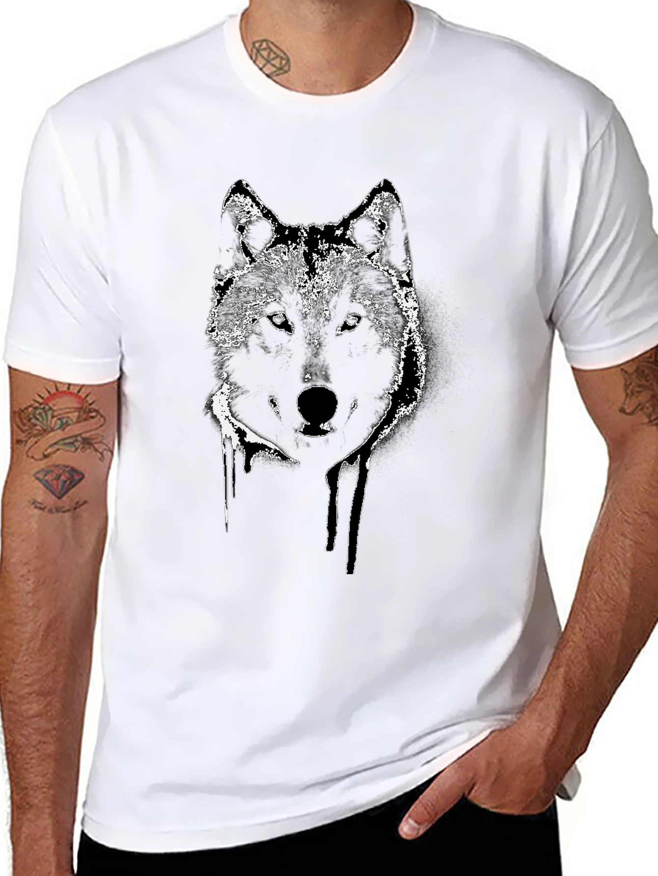 Wolf Graphic Tee - Black Cotton Blend