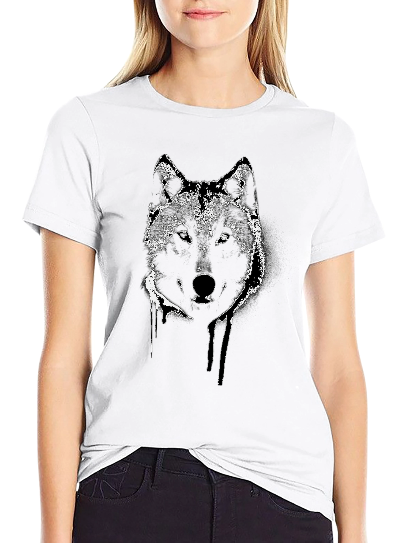 Wolf Graphic Tee - Black Cotton Blend