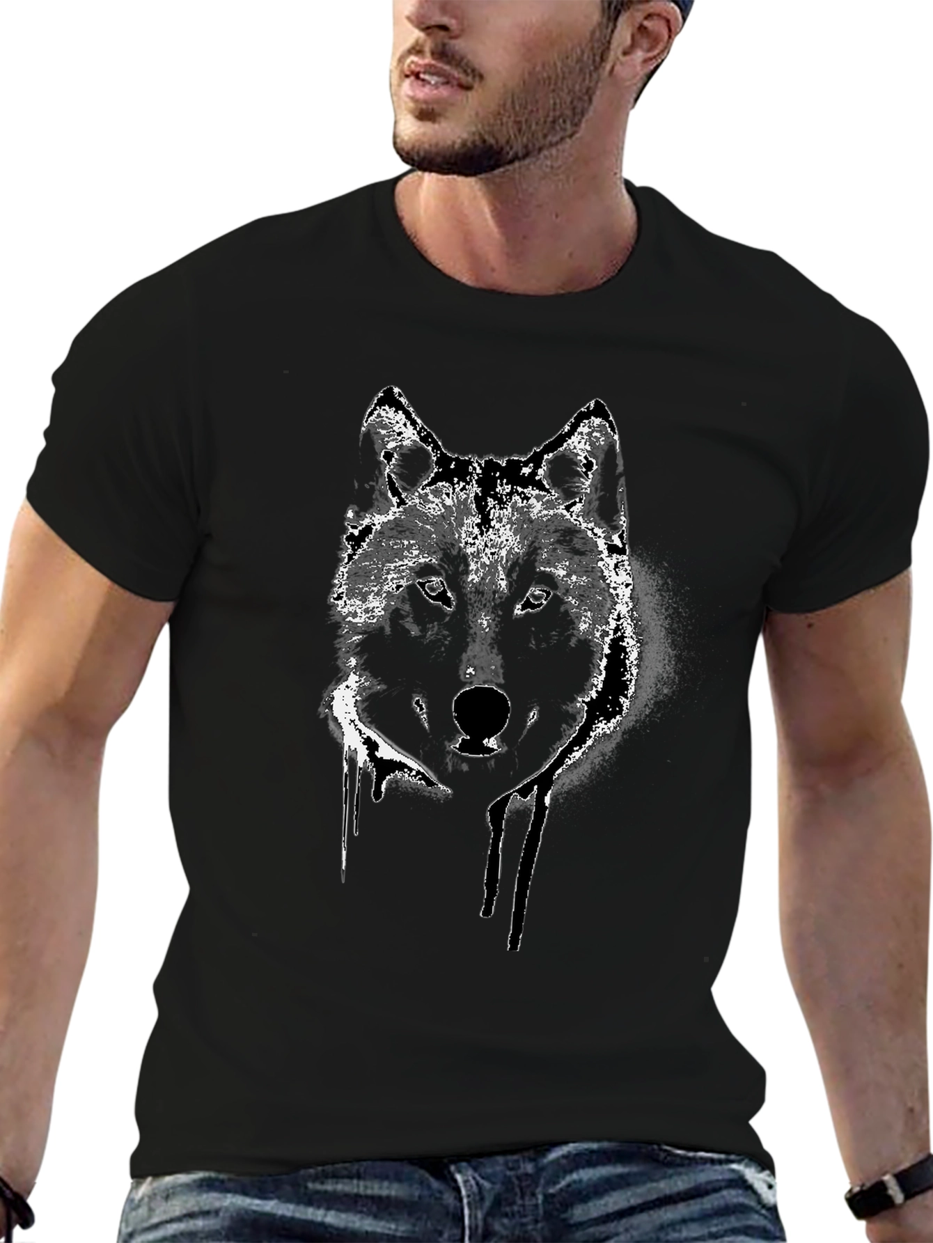 Wolf Graphic Tee - Black Cotton Blend