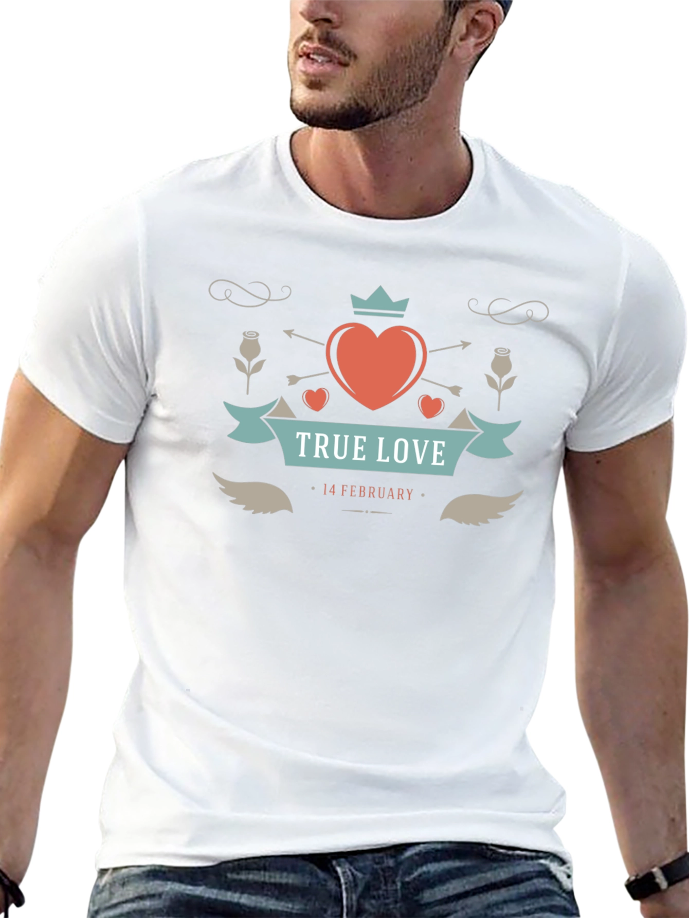True Love Valentines Day Black Graphic Tee