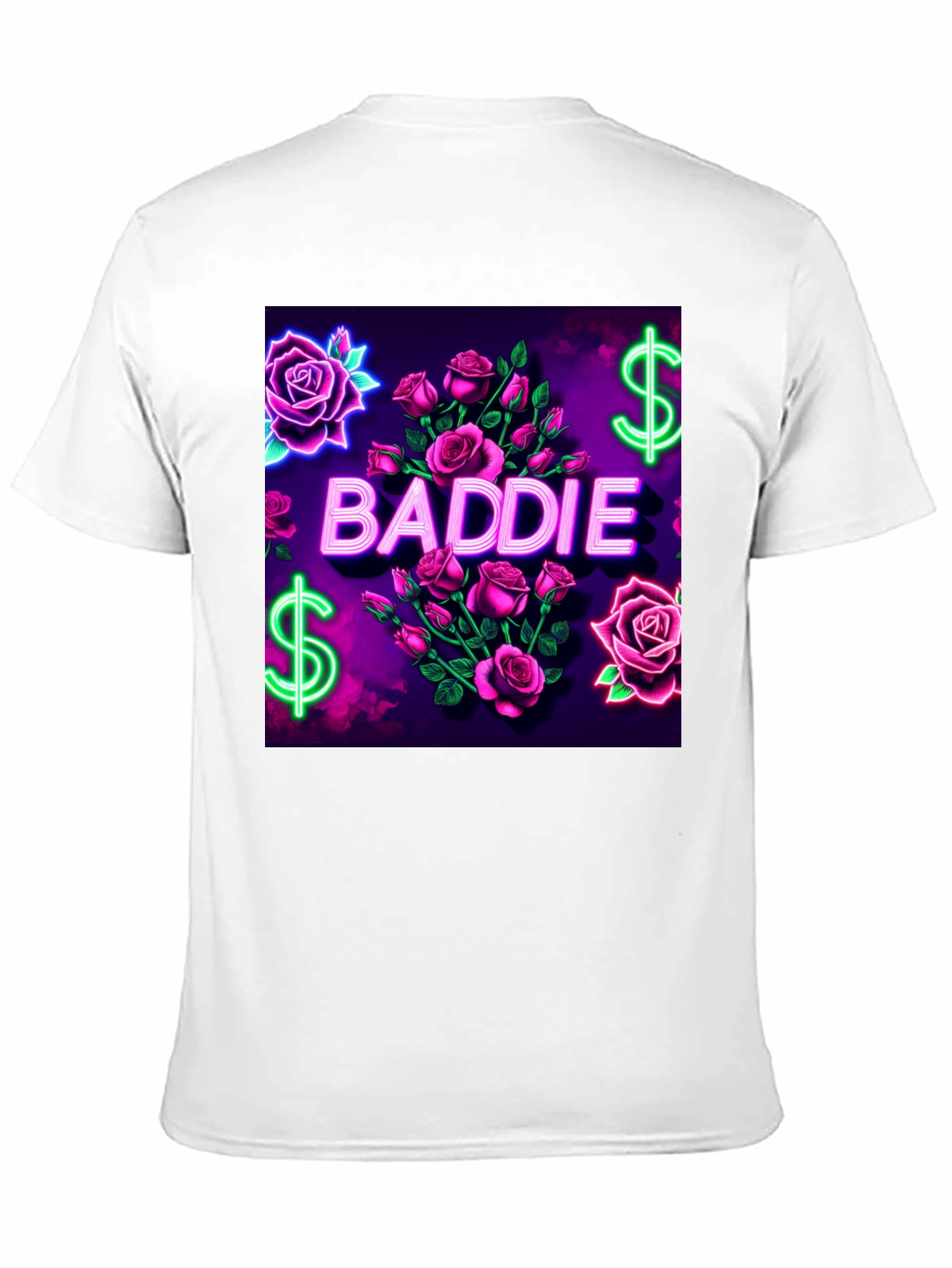 Baddie Roses Graphic Tee - Neon Print