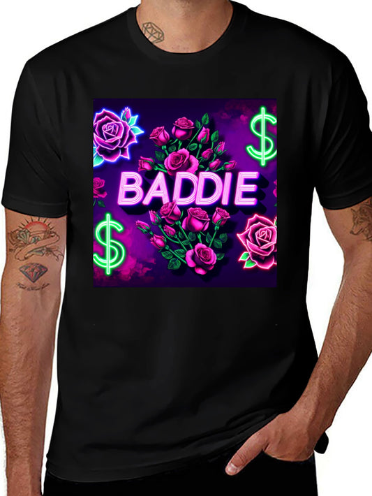 Baddie Roses Graphic Tee - Neon Print