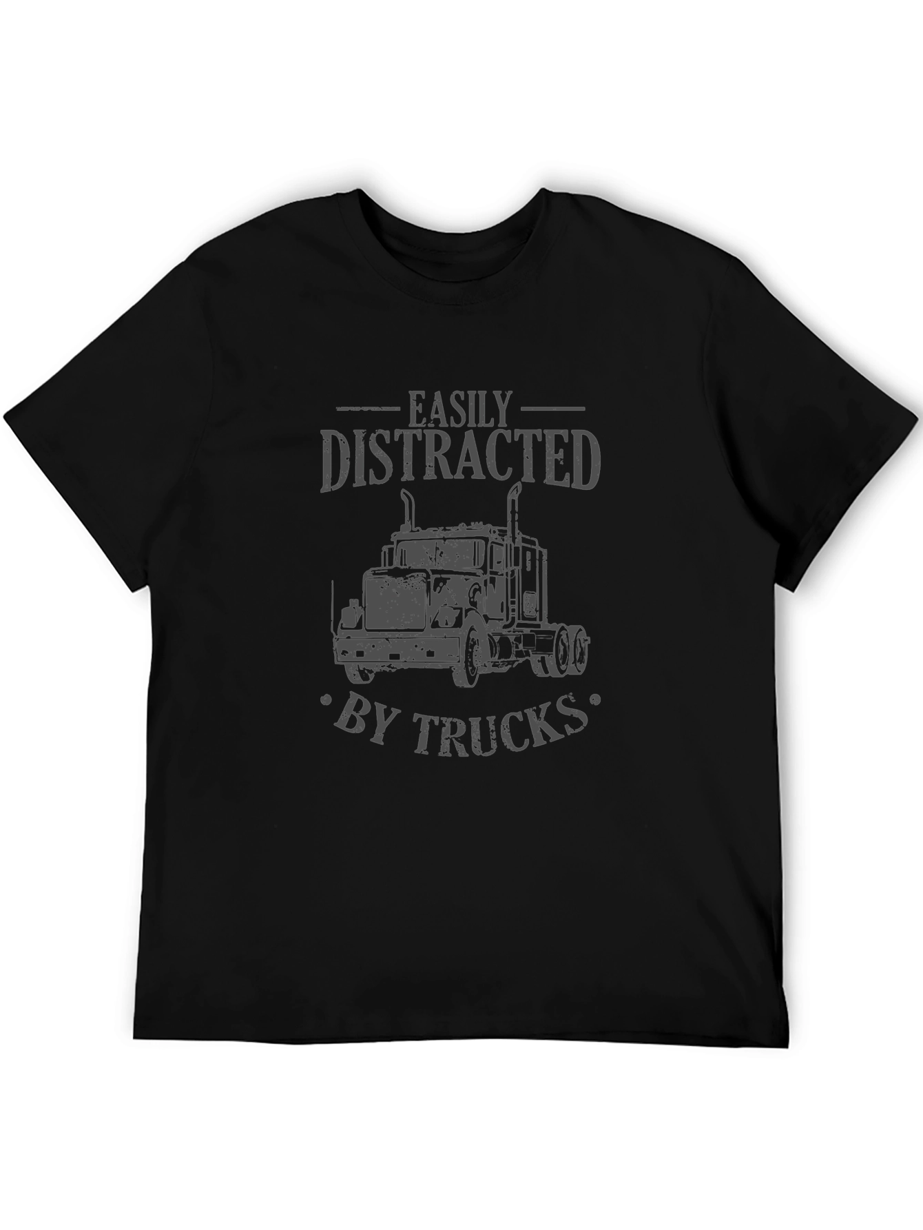 Easily Distracted by Trucks Black Graphic Tee