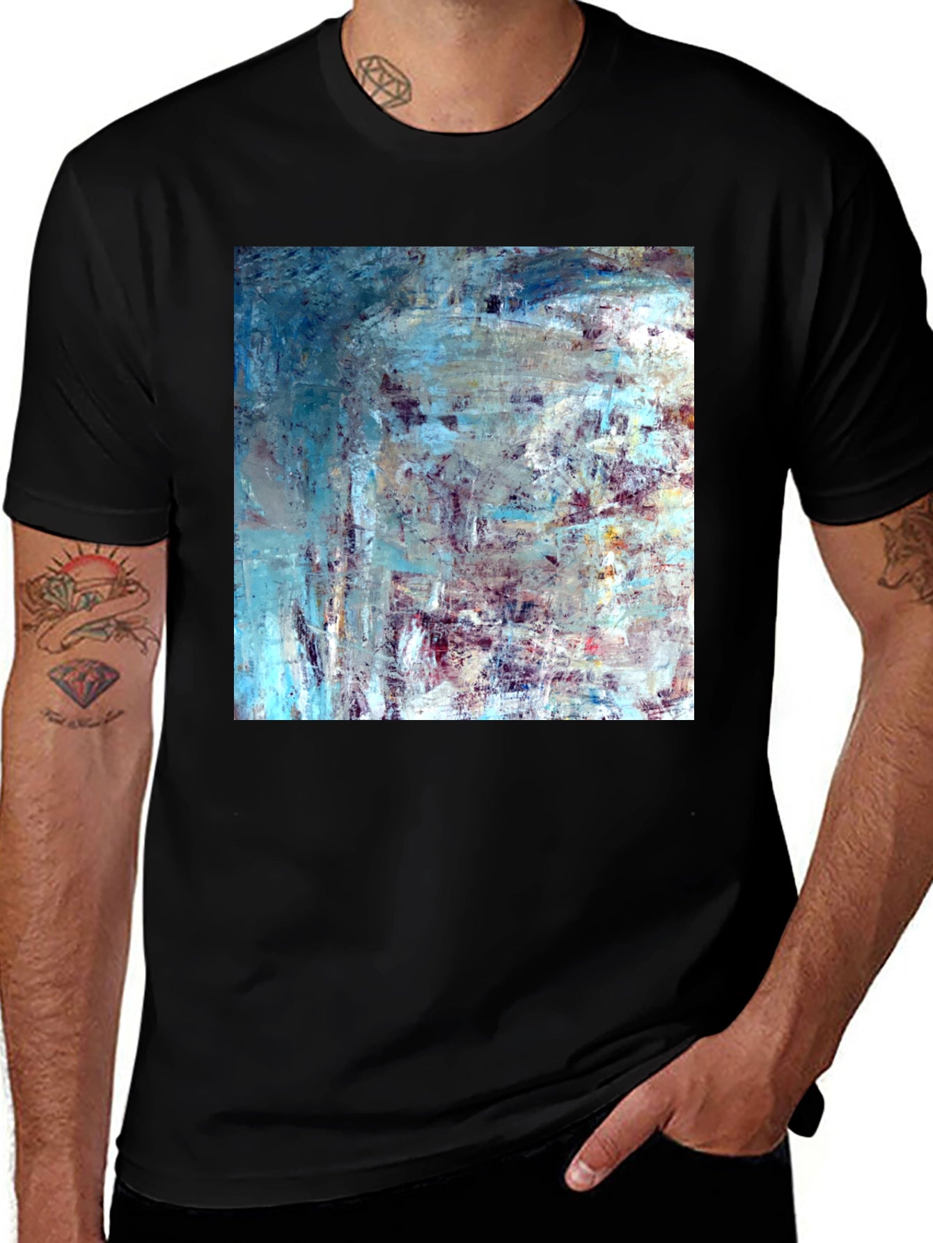 Abstract Art Print Black T-Shirt