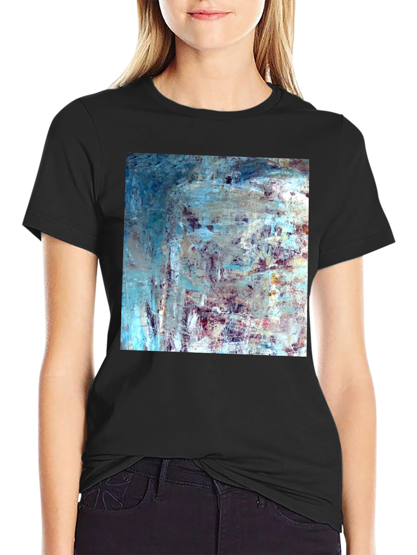 Abstract Art Print Black T-Shirt