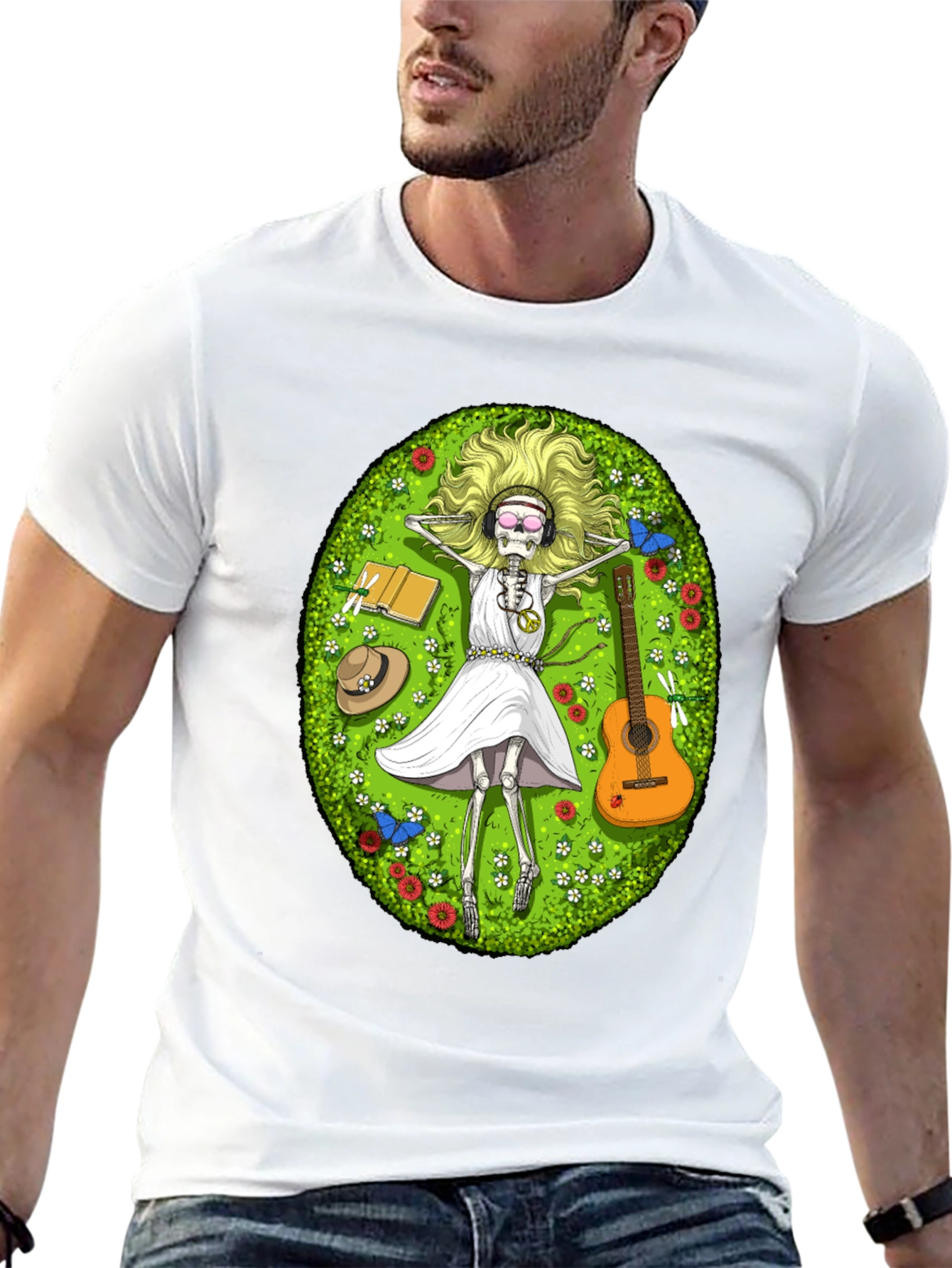 Chill Skeleton T-Shirt - Relaxed Hippie Vibe