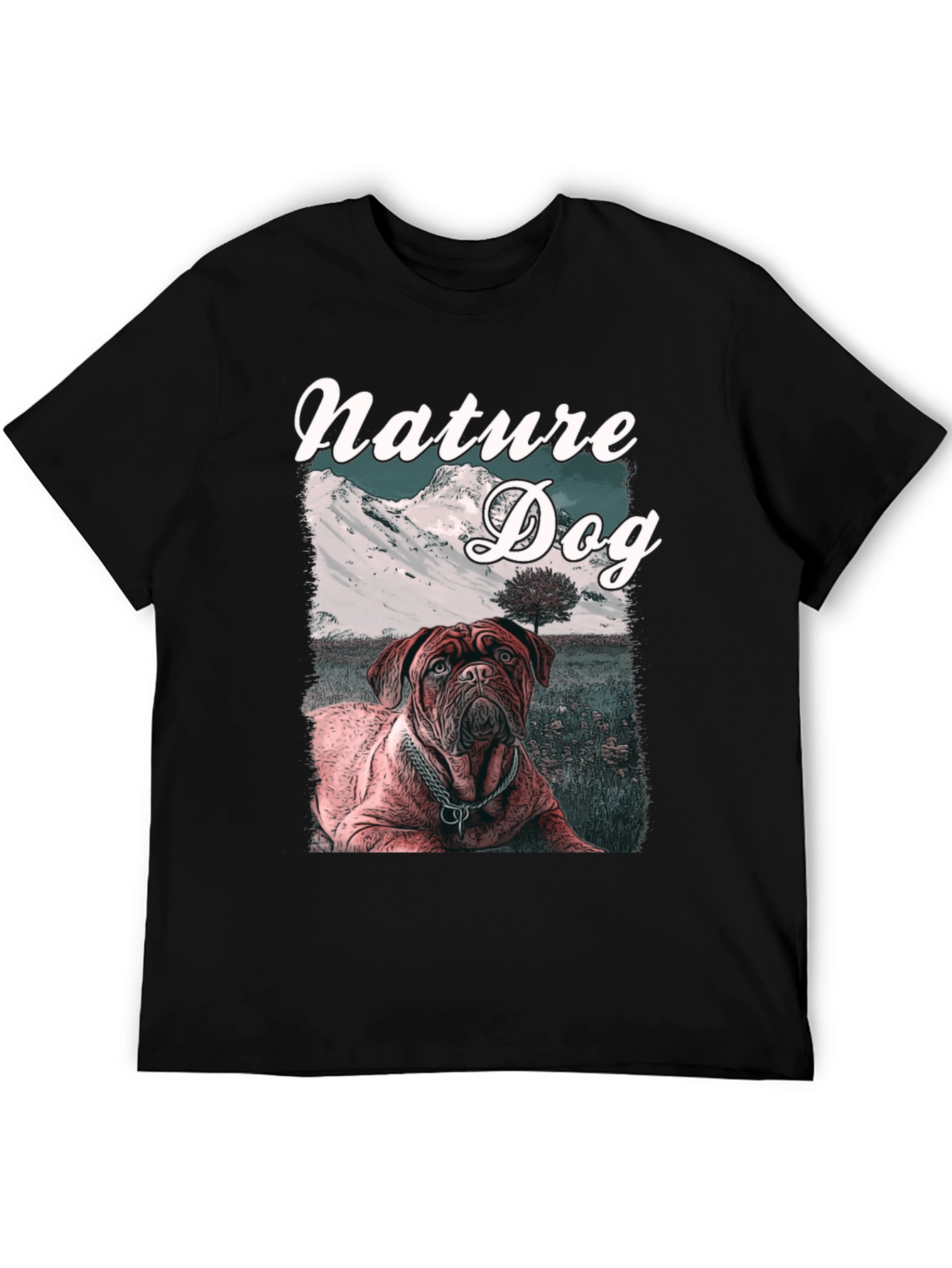 Nature Dog Graphic Tee - Mountain Landscape Design