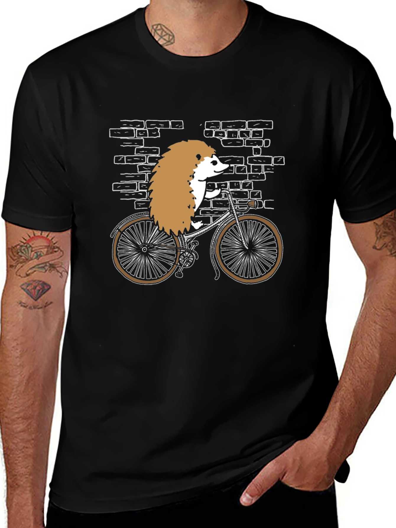 Hedgehog Riding Bicycle Graphic T-Shirt