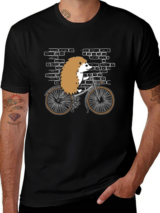 Hedgehog Riding Bicycle Graphic T-Shirt