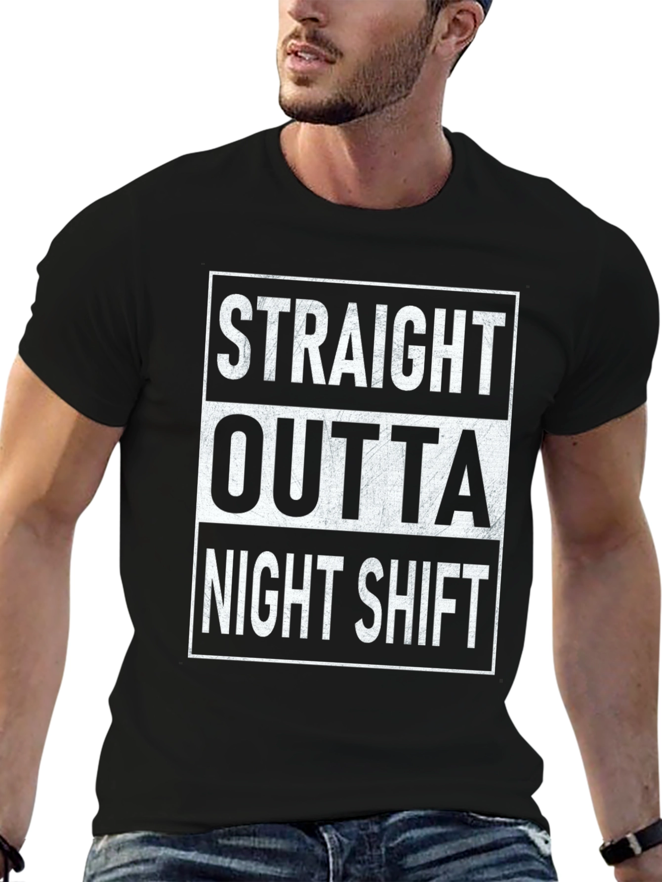 Straight Outta Night Shift Black T-Shirt