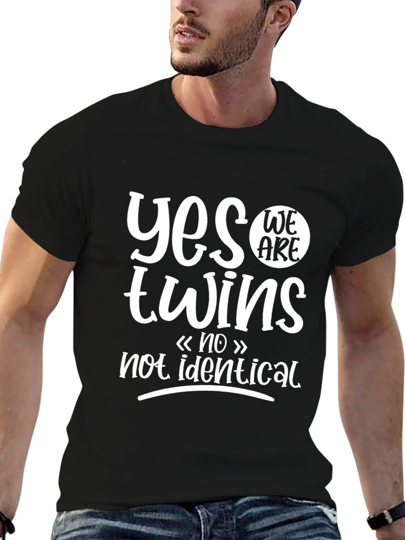 Yes We Are Twins Not Identical Black T-Shirt