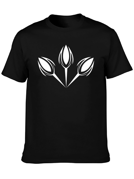 Black T-Shirt with White Floral Design