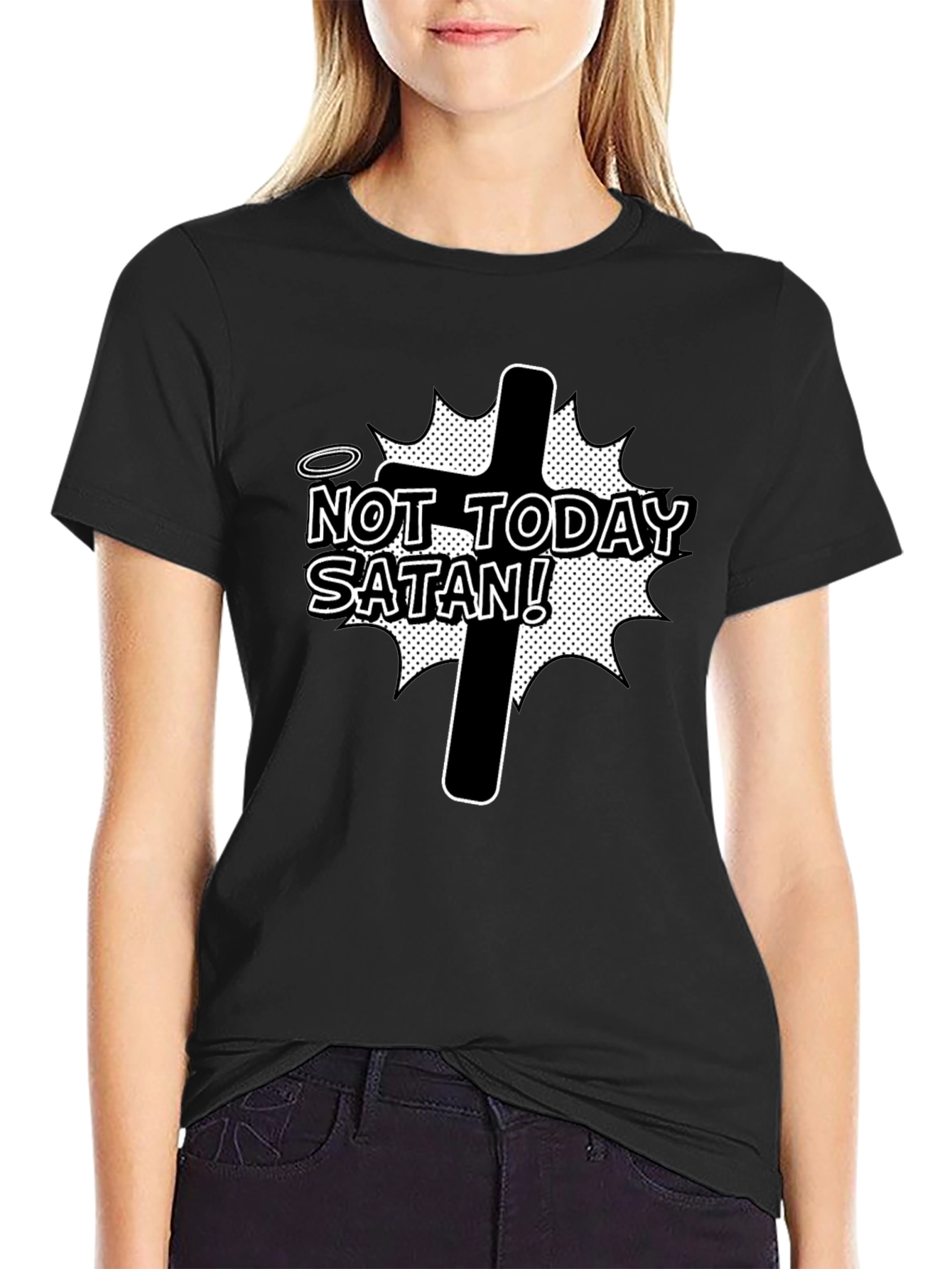 Not Today Satan Graphic Tee - Black T-Shirt