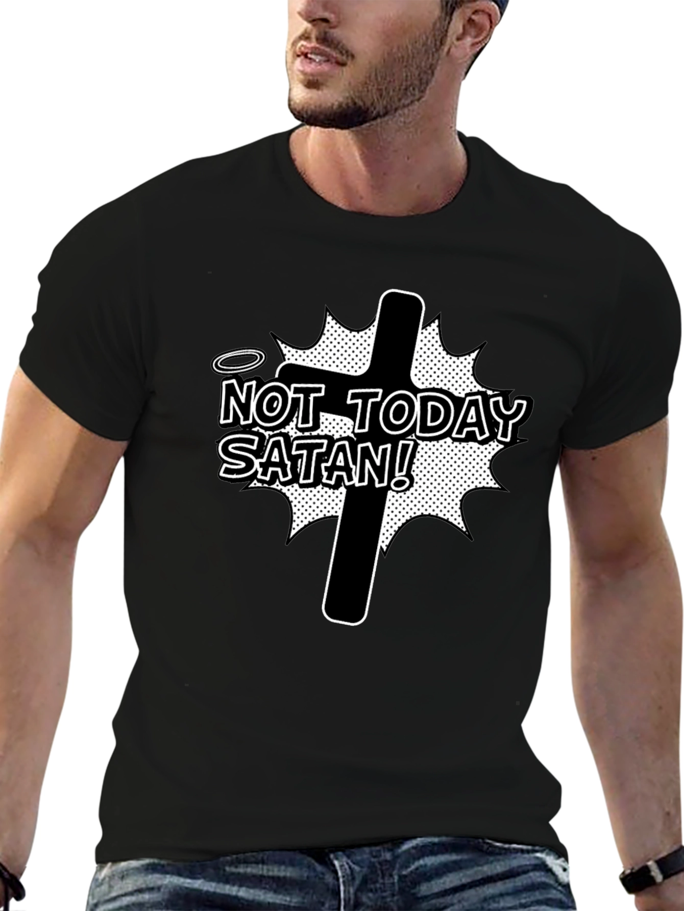 Not Today Satan Graphic Tee - Black T-Shirt