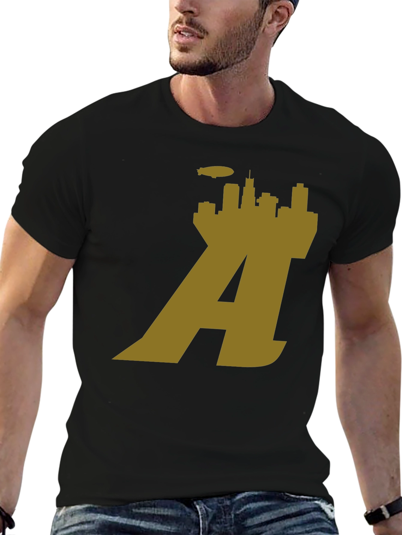 Chicago Skyline A Logo Black T-Shirt