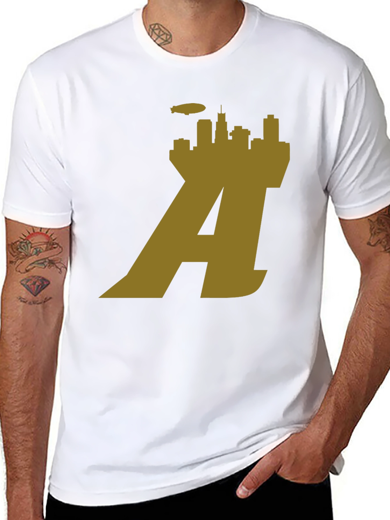 Chicago Skyline A Logo Black T-Shirt