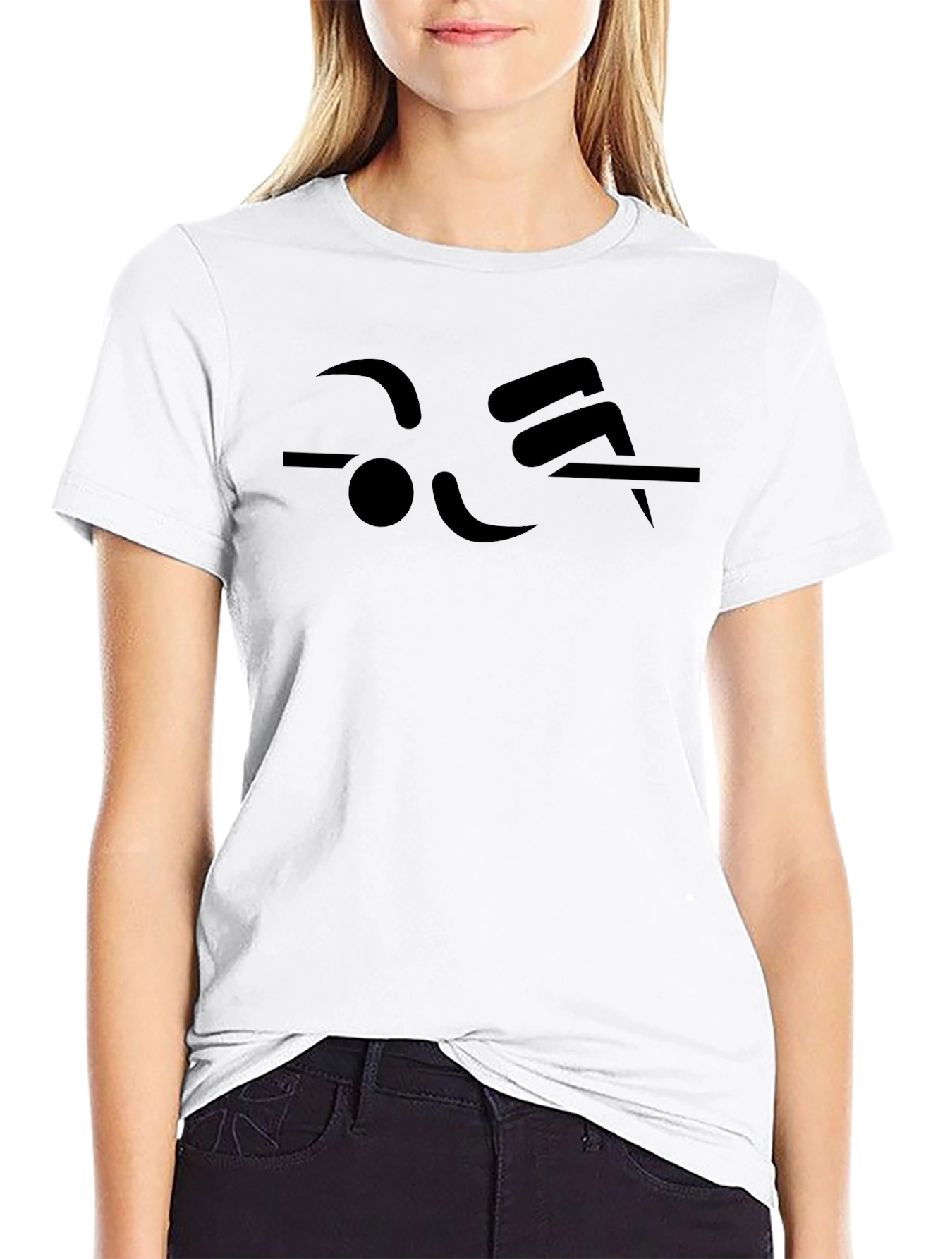 Minimalist Black T-Shirt with Abstract Graphic Print