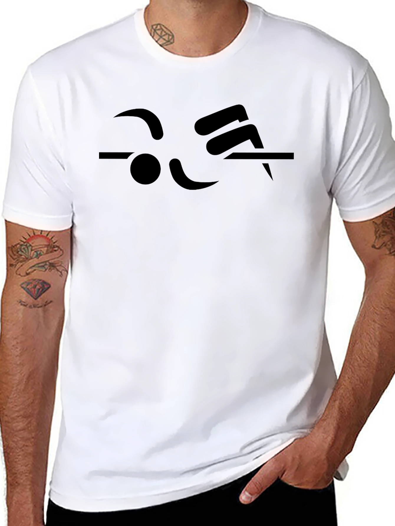 Minimalist Black T-Shirt with Abstract Graphic Print